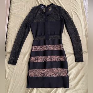 Bebe black lace bandage mini dress XS